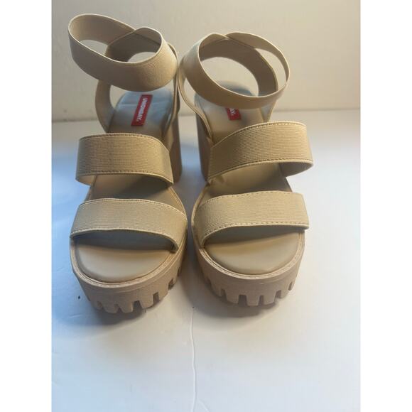 UNIONBAY Lucca Beige Elastic Straps Platform Lug Sole Platform Sandals Size 8 - Picture 5 of 11